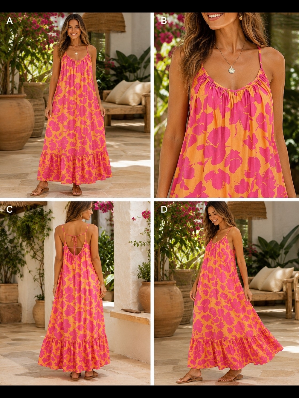 GAP Pink and Orange Floral Sundress SIze M